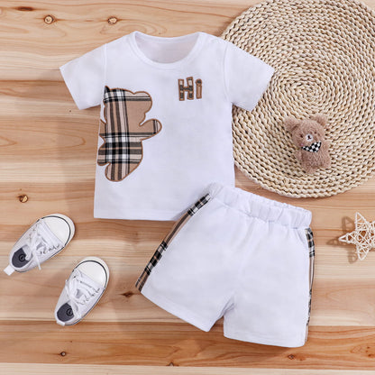 Baby Bear Plaid T-shirt & Shorts Outfit Set