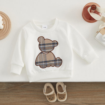 Baby Bear Plaid Sweatshirt Outfit Set