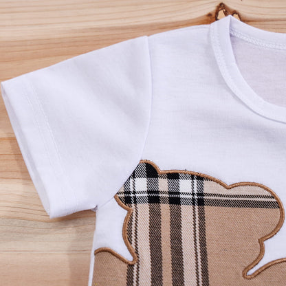 Baby Bear Plaid T-shirt & Shorts Outfit Set