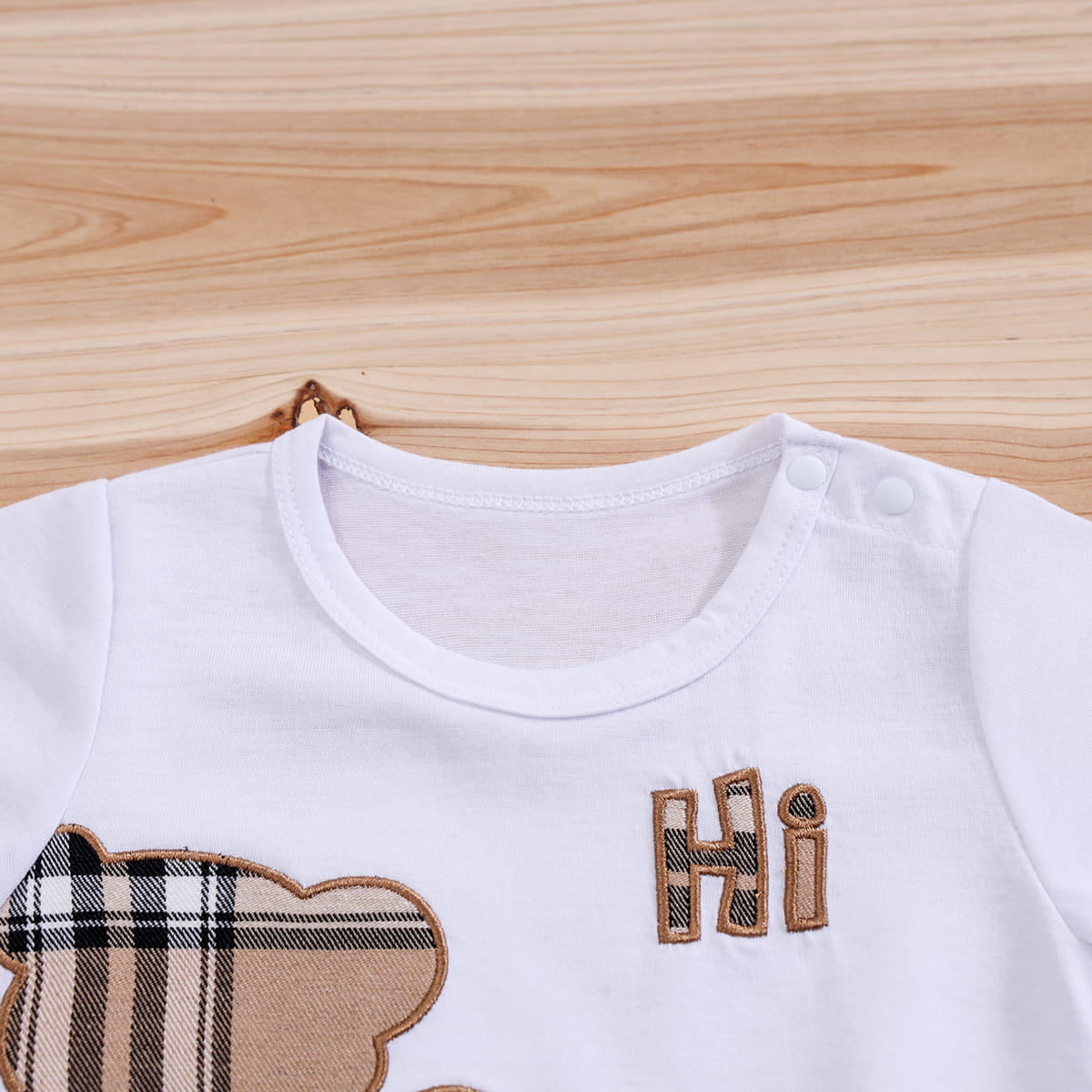 Baby Bear Plaid T-shirt & Shorts Outfit Set
