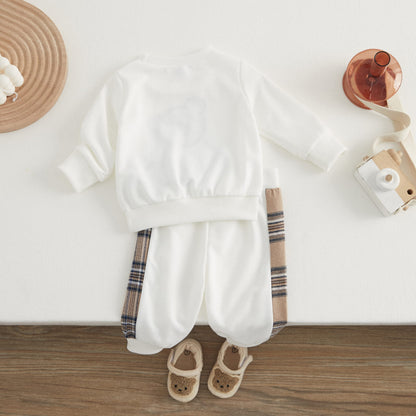 Baby Bear Plaid Sweatshirt Outfit Set