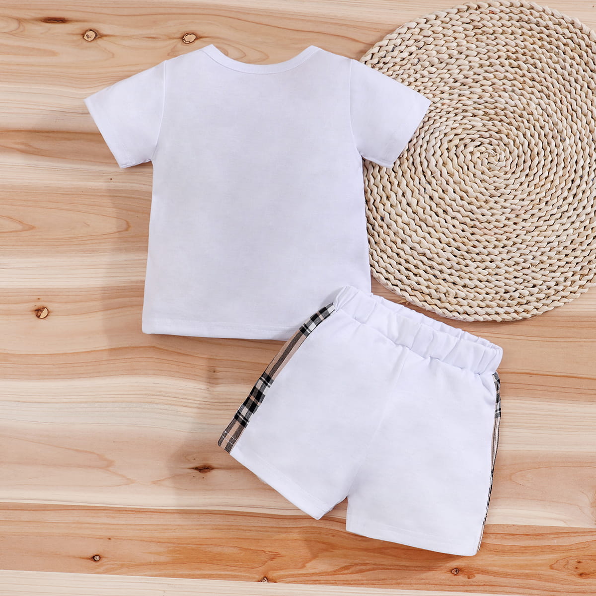 Baby Bear Plaid T-shirt & Shorts Outfit Set