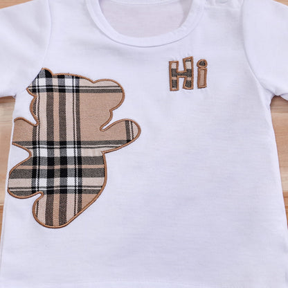 Baby Bear Plaid T-shirt & Shorts Outfit Set