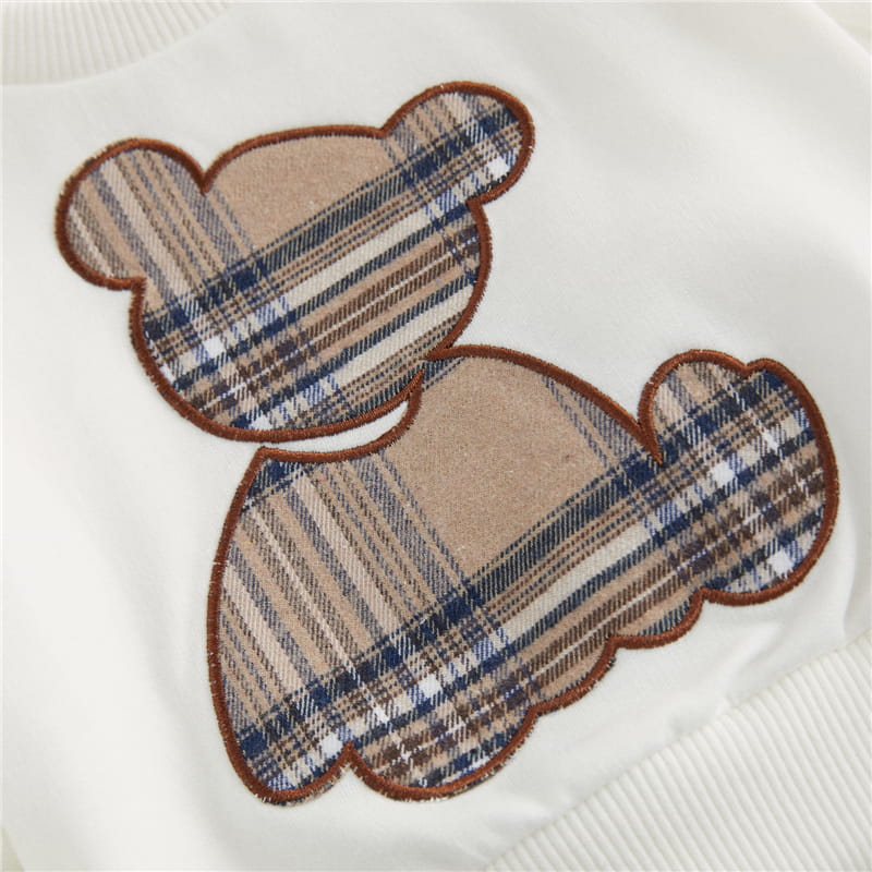 Baby Bear Plaid Sweatshirt Outfit Set