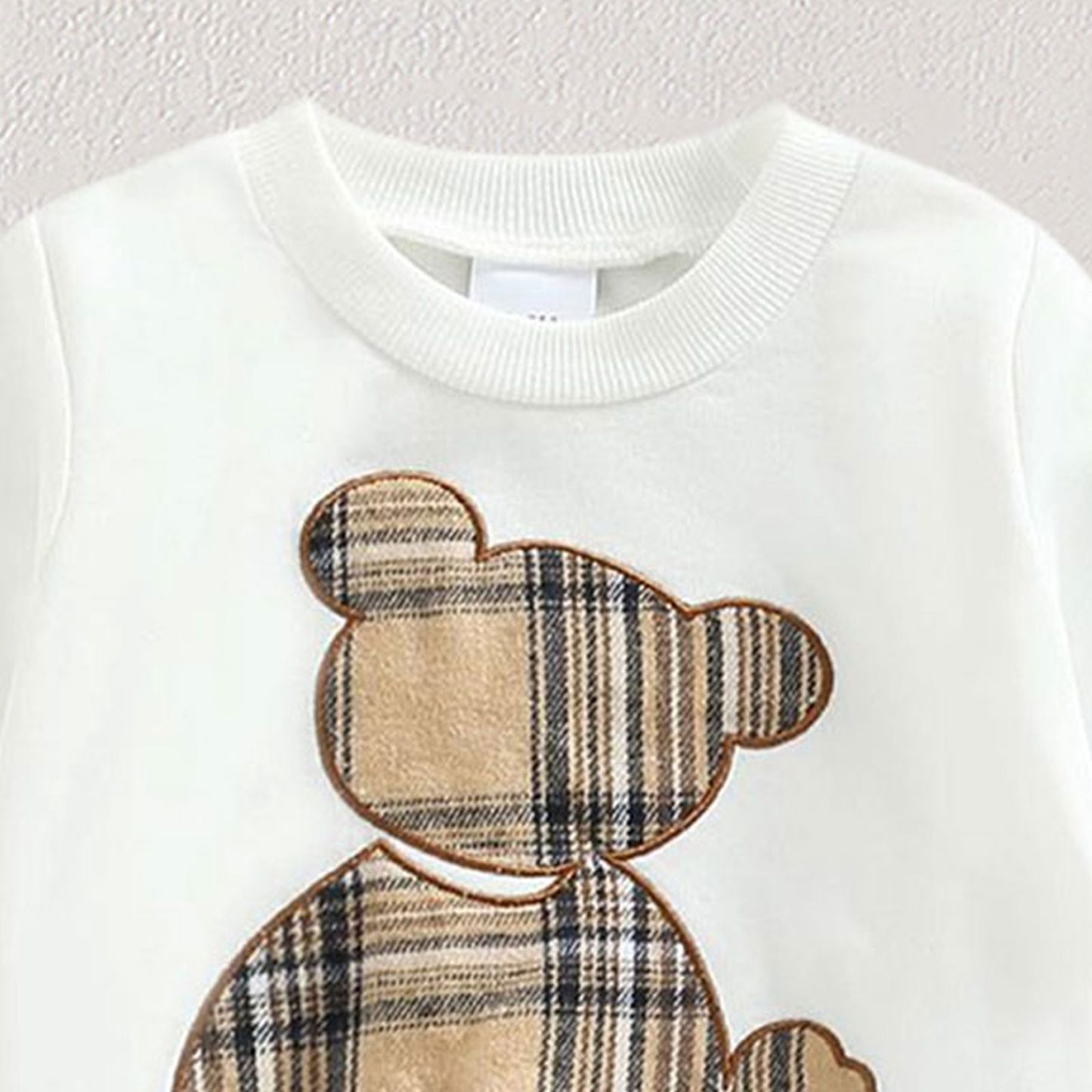 Baby Bear Plaid Sweatshirt Outfit Set