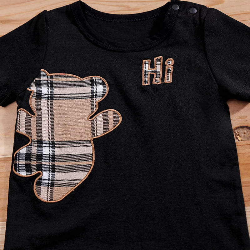 Baby Bear Plaid T-shirt & Shorts Outfit Set