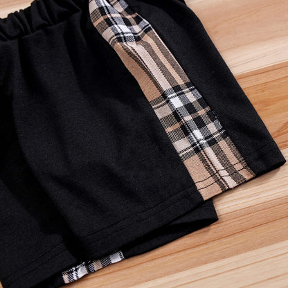 Baby Bear Plaid T-shirt & Shorts Outfit Set