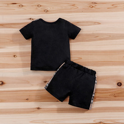 Baby Bear Plaid T-shirt & Shorts Outfit Set
