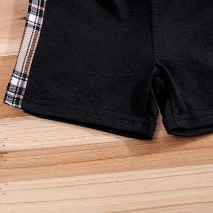 Baby Bear Plaid T-shirt & Shorts Outfit Set