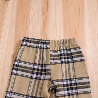 Baby Bear Plaid Tuxedo Romper Outfit Set