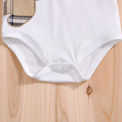 Baby Bear Plaid Tuxedo Romper Outfit Set