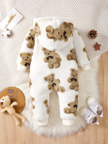 Baby Bear Plush Hooded Romper