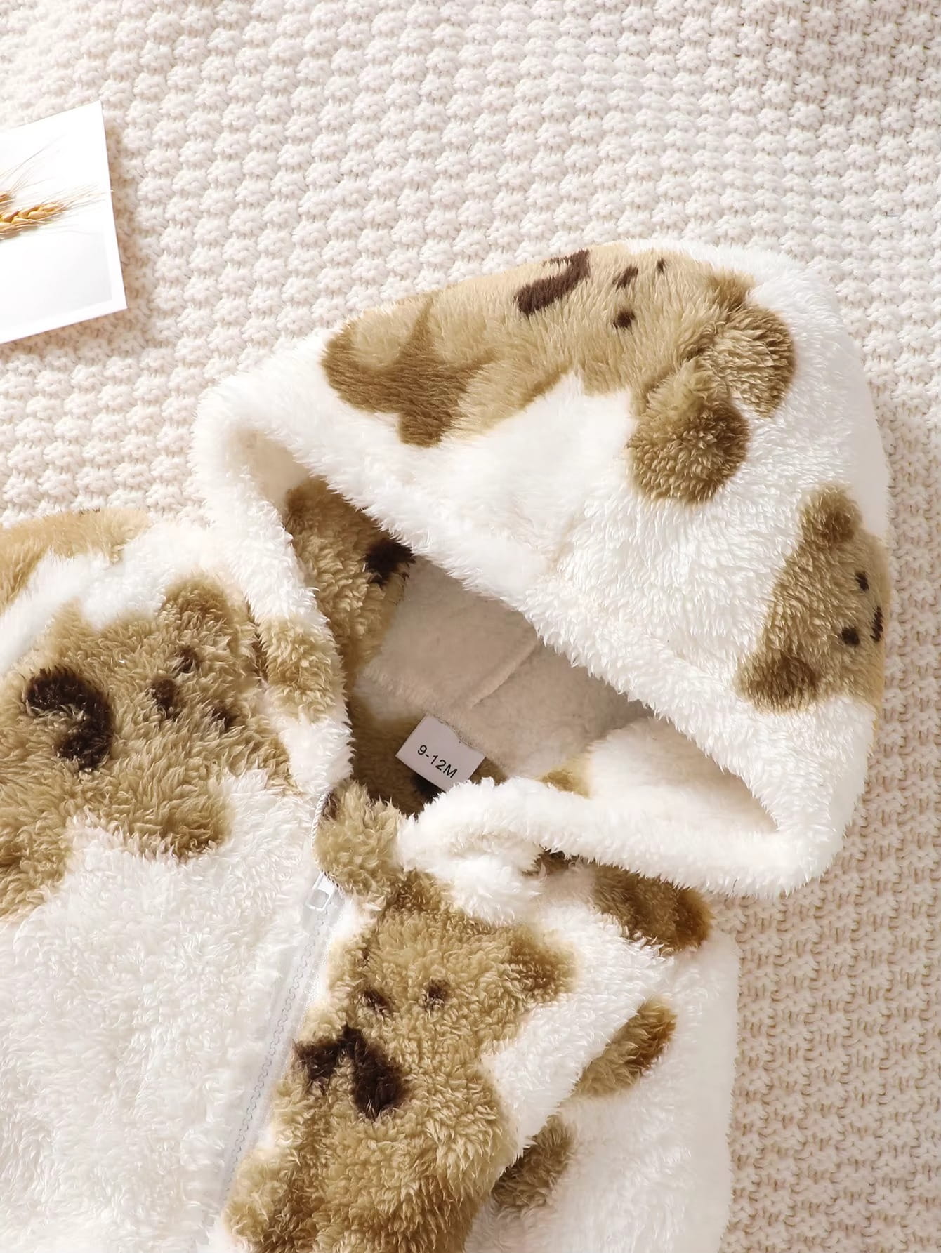 Baby Bear Plush Hooded Romper