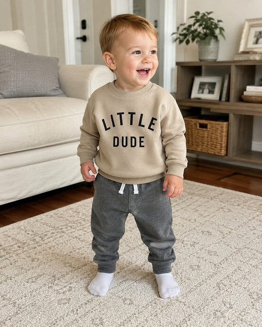 Baby Boy Little Dude Outfit Set