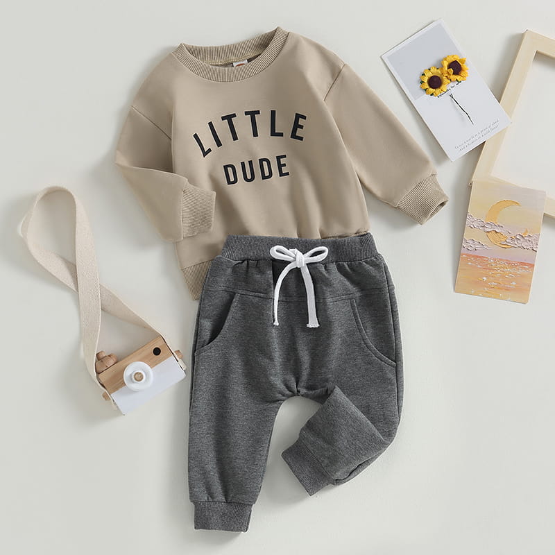 Baby Boy Little Dude Outfit Set