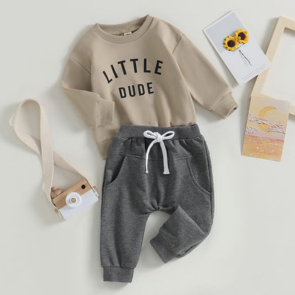 Baby Boy Little Dude Outfit Set