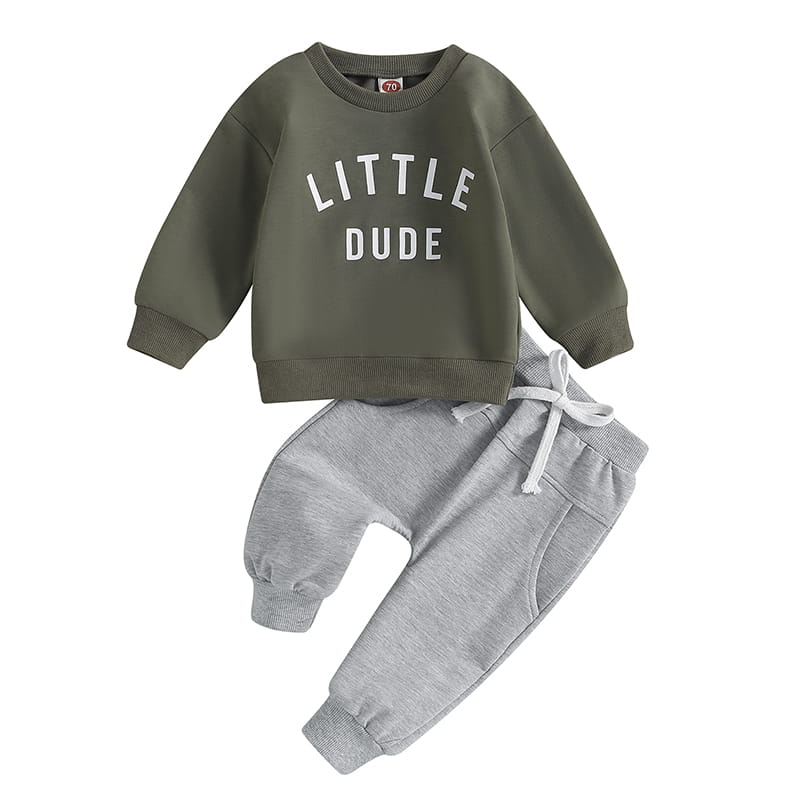 Baby Boy Little Dude Outfit Set