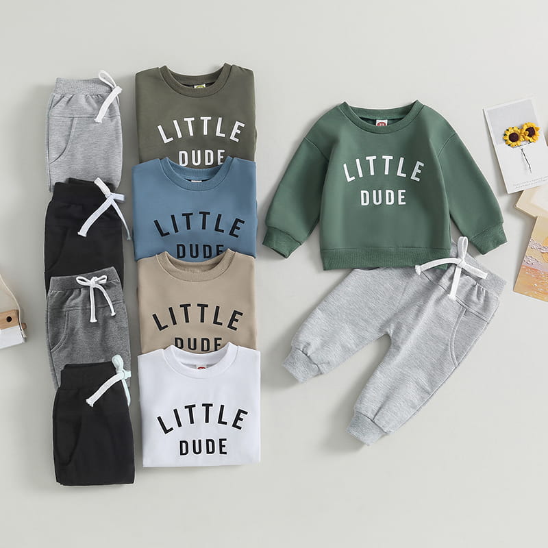 Baby Boy Little Dude Outfit Set