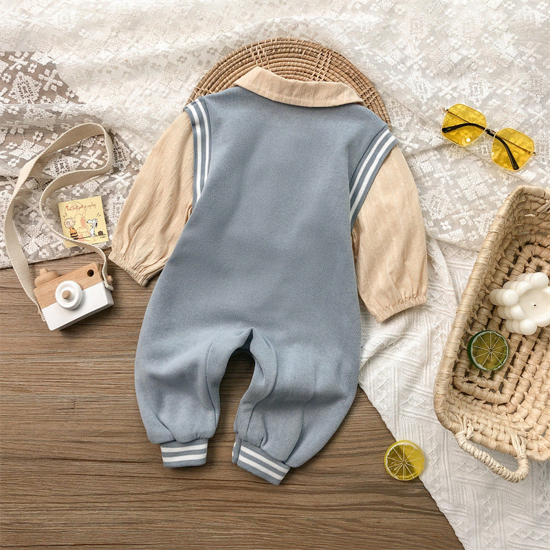 Baby Boy Long Sleeve Jumpsuit with Bowtie