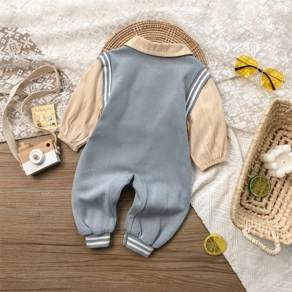 Baby Boy Long Sleeve Jumpsuit with Bowtie