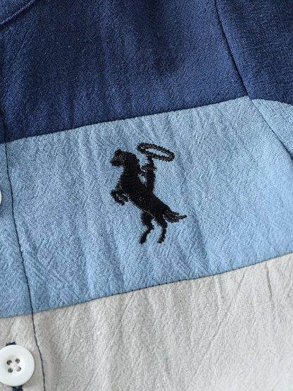 Baby Boy Stripe Panel Outfit – Breathable Cotton Shirt and Shorts Set