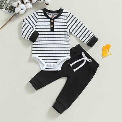 Baby Boy Striped Romper Set