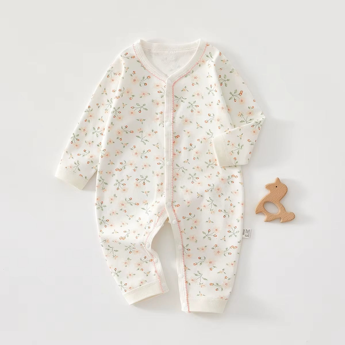 Baby Cotton Heart Romper – Soft 100% Cotton One-Piece with Easy Button Front