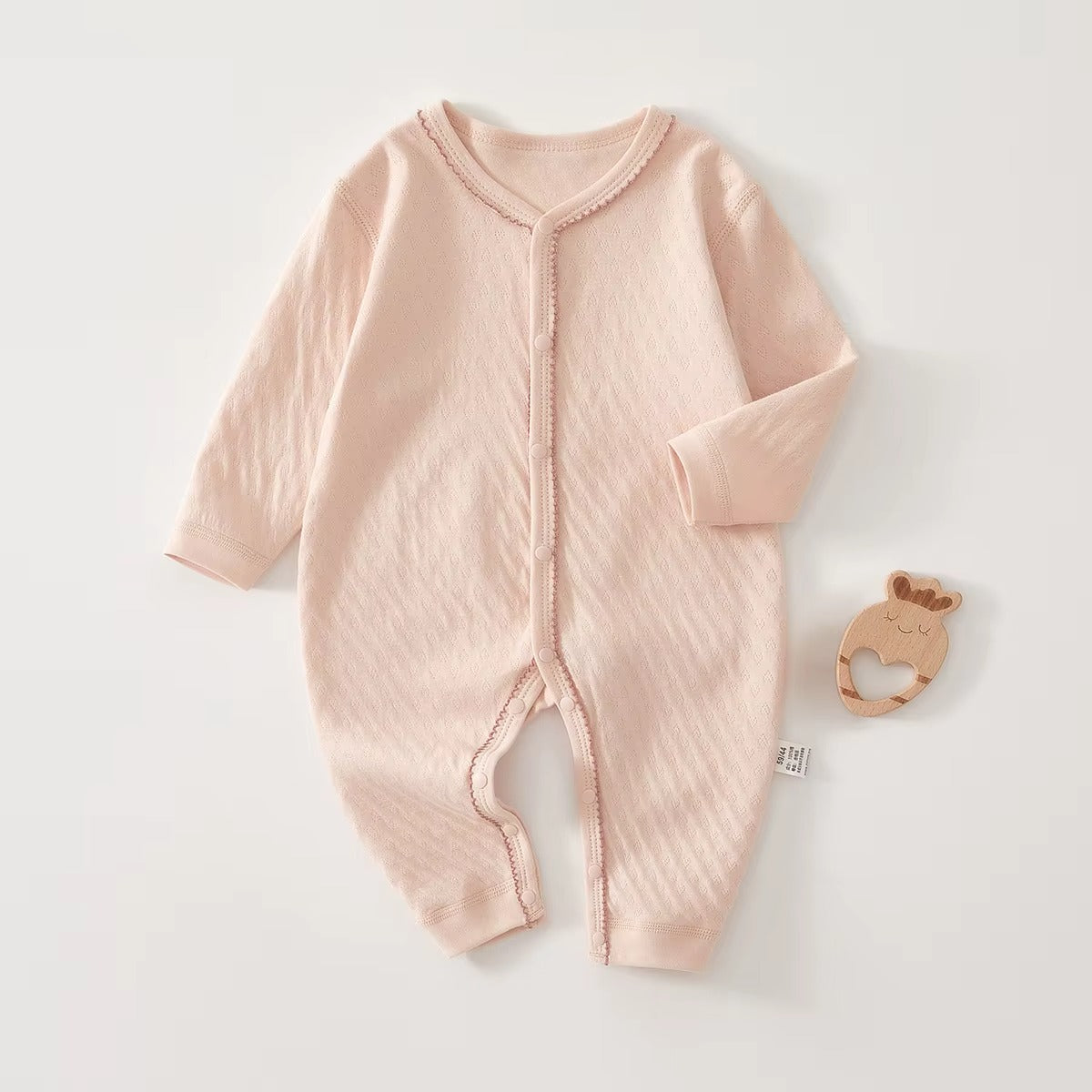 Baby Cotton Heart Romper – Soft 100% Cotton One-Piece with Easy Button Front