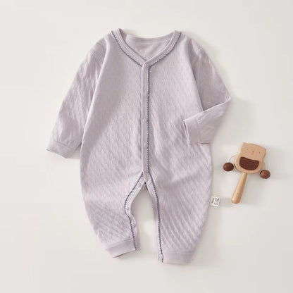 Baby Cotton Heart Romper – Soft 100% Cotton One-Piece with Easy Button Front
