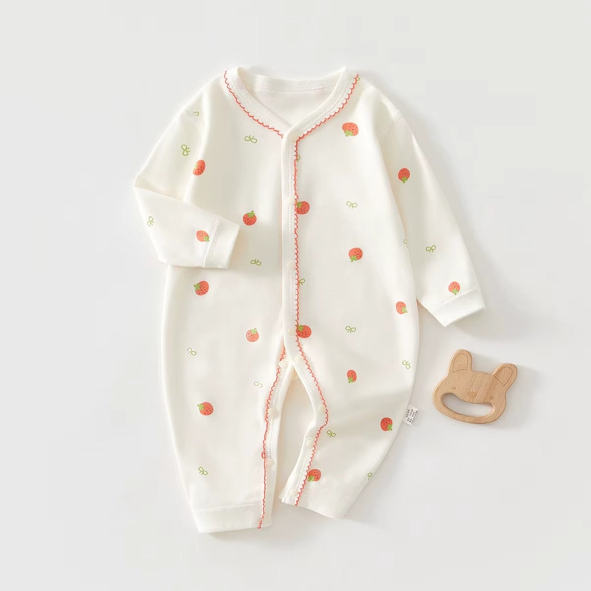 Baby Cotton Heart Romper – Soft 100% Cotton One-Piece with Easy Button Front