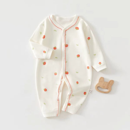 Baby Cotton Heart Romper – Soft 100% Cotton One-Piece with Easy Button Front