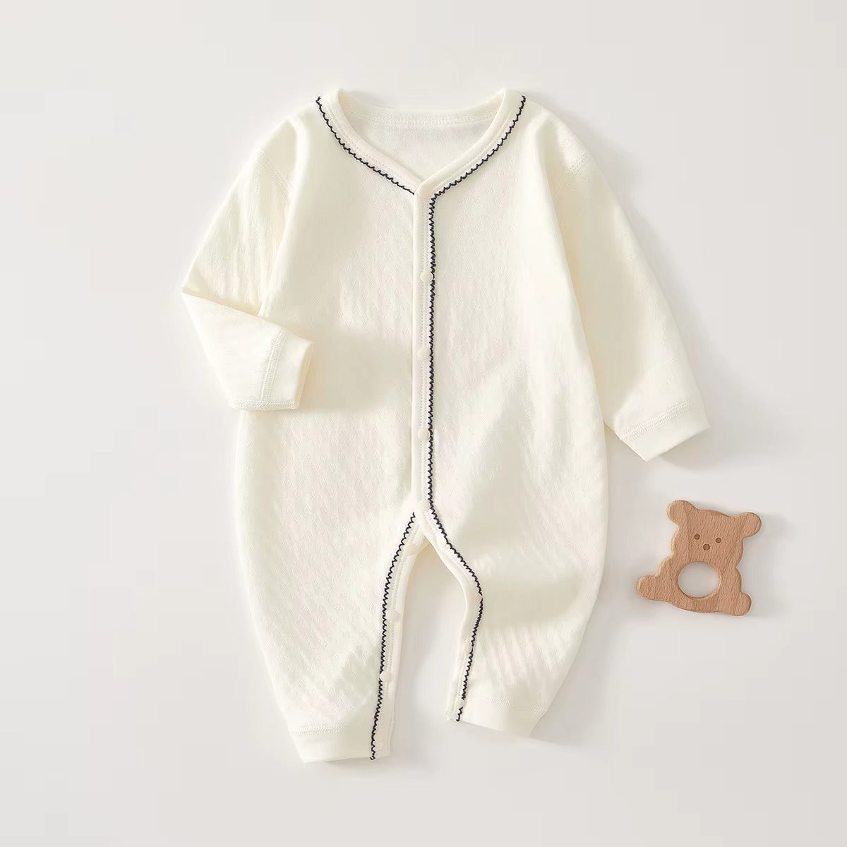 Baby Cotton Heart Romper – Soft 100% Cotton One-Piece with Easy Button Front