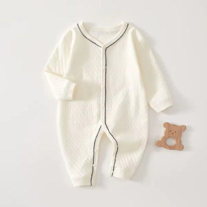 Baby Cotton Heart Romper – Soft 100% Cotton One-Piece with Easy Button Front