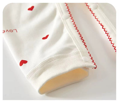 Baby Cotton Heart Romper – Soft 100% Cotton One-Piece with Easy Button Front