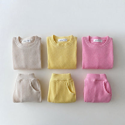 Baby Cotton Waffle Tracksuit Set