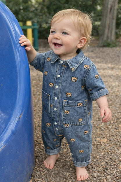Baby Denim Bear Romper