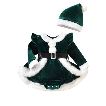 Baby Girl 3-Piece Christmas Romper Set