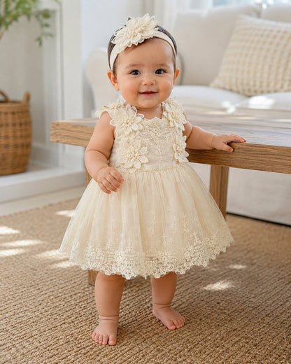 Baby Girl Birthday Embroidery Romper Dress – Sweet, Dressy & with Headband