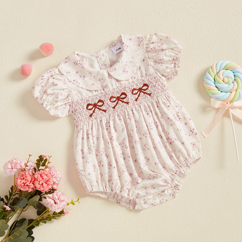 Baby Girl Floral Romper – Lightweight Summer One-Piece with Easy Button Closure