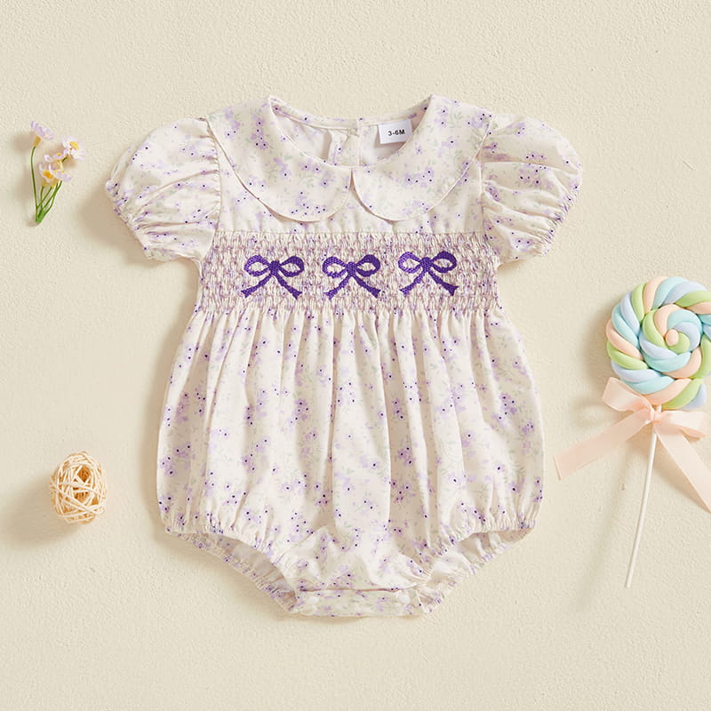 Baby Girl Floral Romper – Lightweight Summer One-Piece with Easy Button Closure