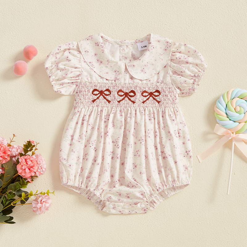 Baby Girl Floral Romper – Lightweight Summer One-Piece with Easy Button Closure