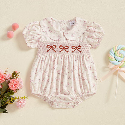 Baby Girl Floral Romper – Lightweight Summer One-Piece with Easy Button Closure