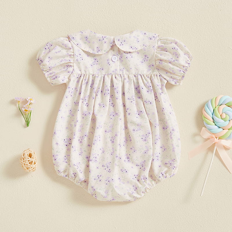 Baby Girl Floral Romper – Lightweight Summer One-Piece with Easy Button Closure