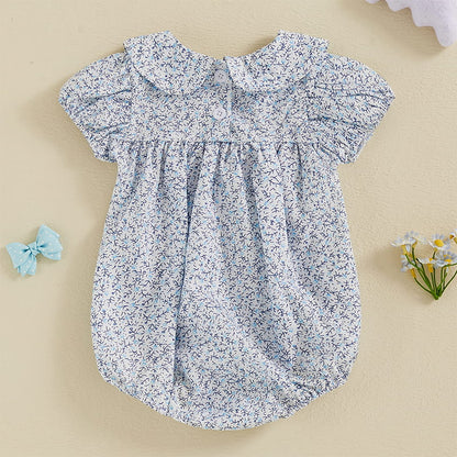 Baby Girl Floral Romper – Lightweight Summer One-Piece with Easy Button Closure