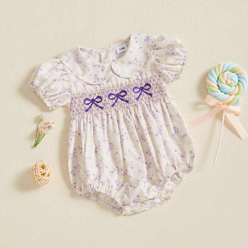 Baby Girl Floral Romper – Lightweight Summer One-Piece with Easy Button Closure