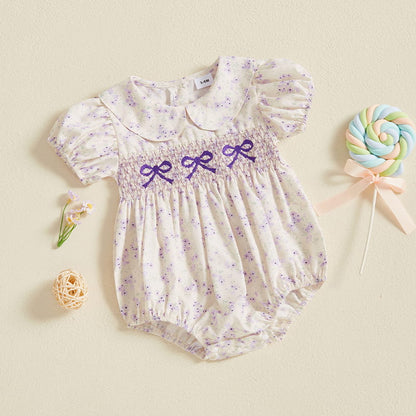 Baby Girl Floral Romper – Lightweight Summer One-Piece with Easy Button Closure