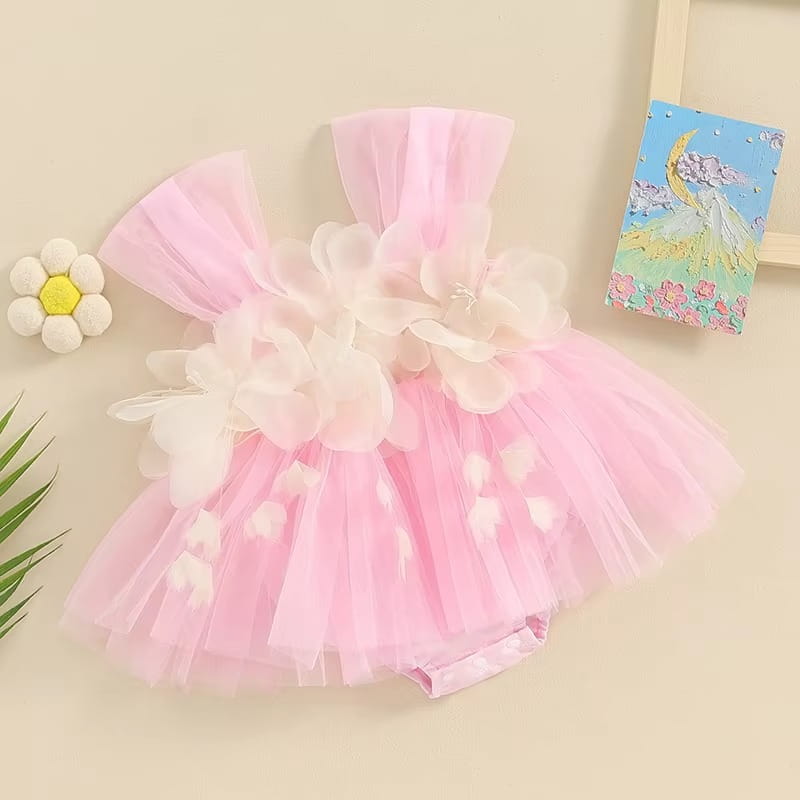 Baby Girl Flower Tulle Romper Dress