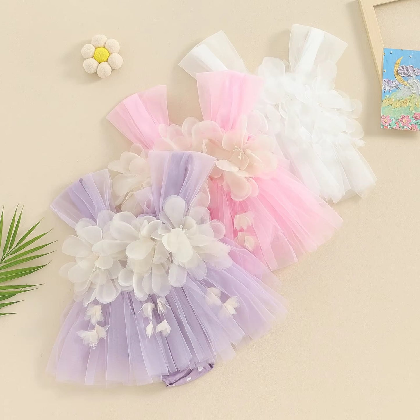 Baby Girl Flower Tulle Romper Dress