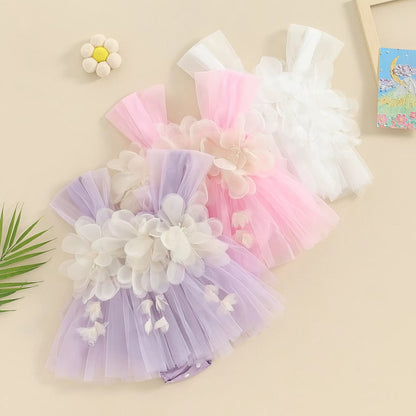 Baby Girl Flower Tulle Romper Dress