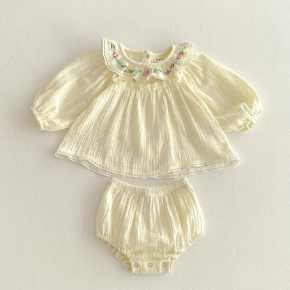 Baby Girl Lace Embroidered Bloomer Set